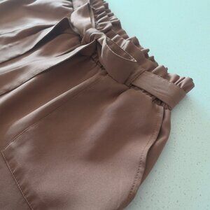 Paper Bag Brown Dizzy Lizzy High Waisted Ruffle Shorts
